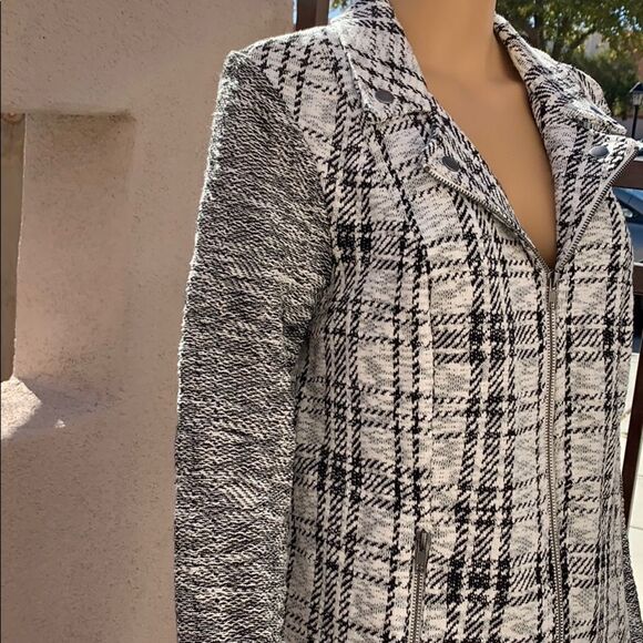 Style & Co Med Zippered Black And White Jacket - Picture 5 of 12